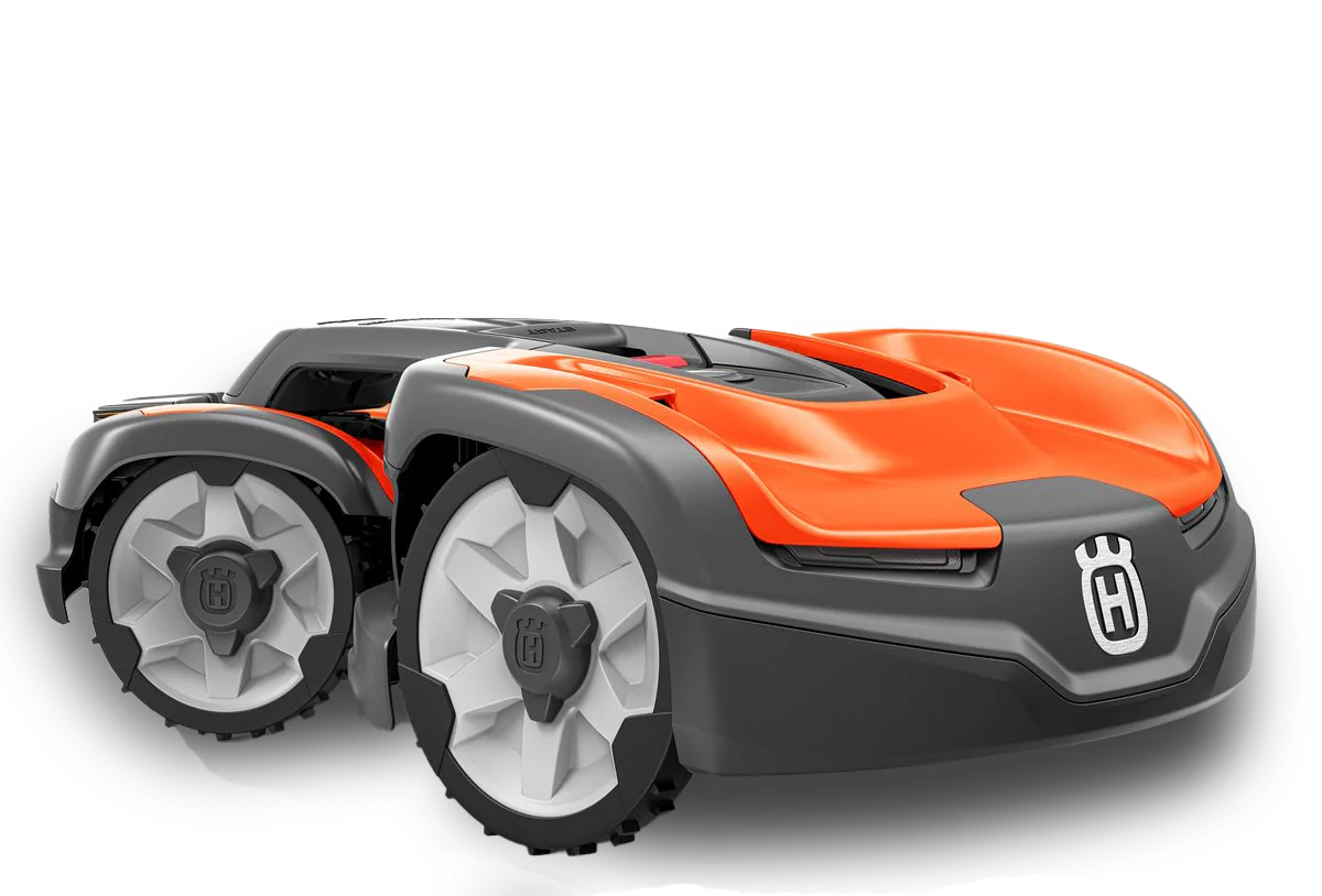Orange husqvarna automower 435X robotgräsklippare